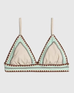 Cream Triangle Whipstitch Bikini Top