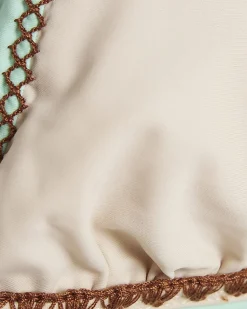 Cream Triangle Whipstitch Bikini Top