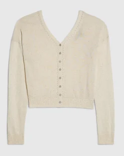 Cream V Neck Cardigan
