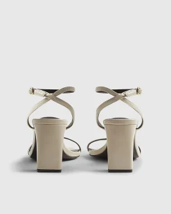 Cream Wide Fit Block Heeled Open Toe Sandals