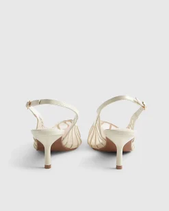 Cream Wide Fit Mesh Slingback Court Heels