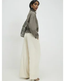 Cream Wide Leg Smart Joggers