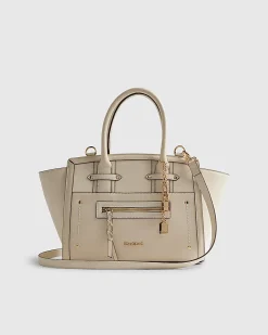 Cream Winged Panelled Tote Bag