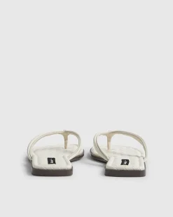Cream Woven Toe Thong Flat Sandals