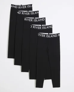 Girls Black Pack of 5 RI Waistband Leggings