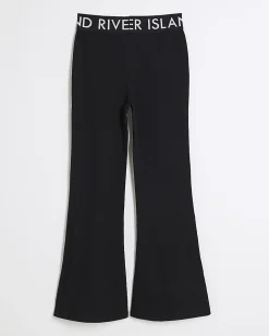 Girls Black RI Waistband Flared Trousers