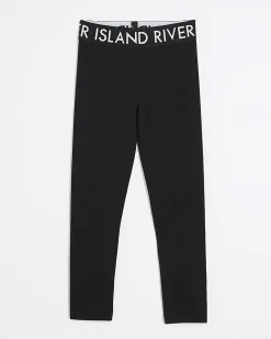 Girls Black RI Waistband Leggings