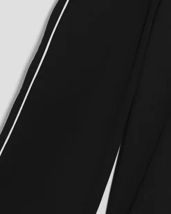 Girls Black Side Stripe Wide Leg Trousers