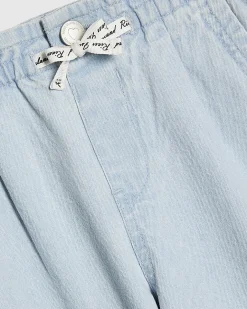 Girls Blue Drawstring Wide Leg Jeans