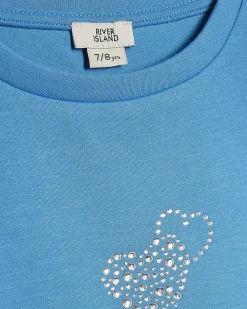 Girls Blue Premium Bow Heart T-Shirt