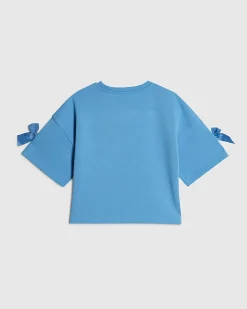 Girls Blue Premium Bow Heart T-Shirt