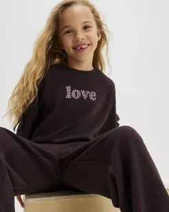 Girls Brown Love Embellished Premium T-Shirt