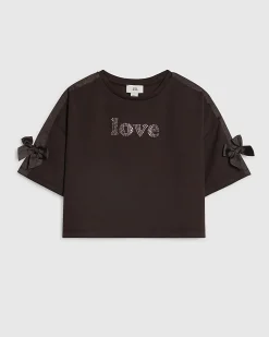 Girls Brown Love Embellished Premium T-Shirt