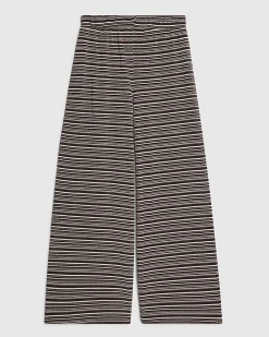 Girls Brown Striped Wide Leg Trousers