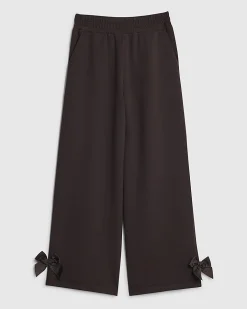 Girls Brown Wide Leg Premium Bow Trousers