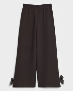 Girls Brown Wide Leg Premium Bow Trousers