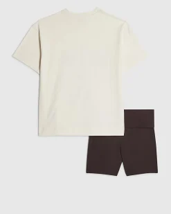 Girls Cream Cowgirl Cycle Shorts Set