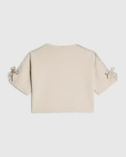 Girls Cream Love Embellished Premium T-Shirt