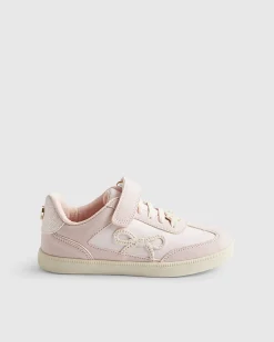 Girls Pink Bow Trainers