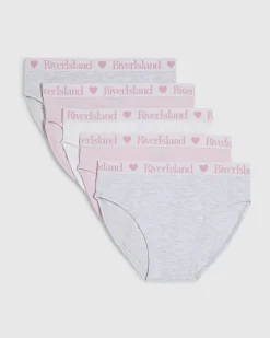 Girls Pink Pack Of 5 Briefs