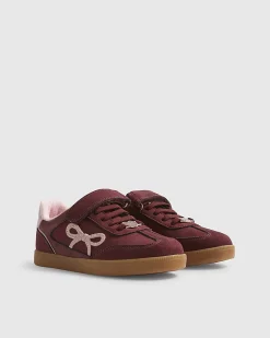 Girls Red Bow Trainers