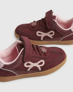 Girls Red Bow Trainers
