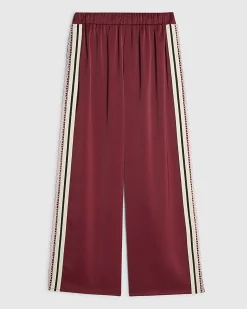 Girls Red Satin Lace Side Stripe Trousers