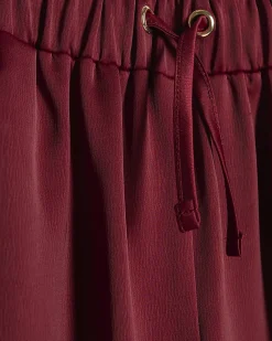 Girls Red Satin Lace Side Stripe Trousers
