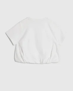 Girls White Bubble Hem NY T-Shirt