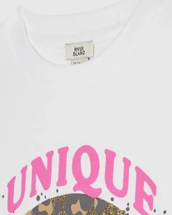 Girls White Leopard Smile T-Shirt