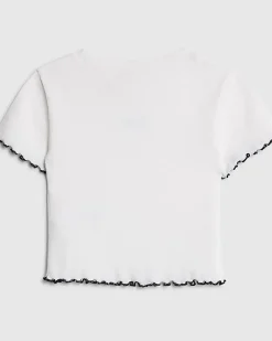 Girls White Lettuce Hem RI Top