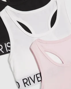 Girls White Racer Pack Of 3 Crop Tops
