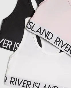 Girls White Racer Pack Of 3 Crop Tops