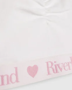 Girls White Ruched Crop Top And Brief Set