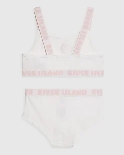 Girls White Strappy Crop Top and Brief Set