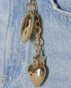 Girls Wide Leg Heart Keyring Jeans