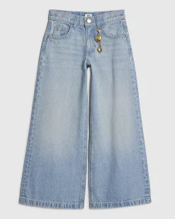 Girls Wide Leg Heart Keyring Jeans