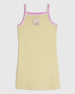 Girls Yellow Whipstitch Shell Fish Cami Dress