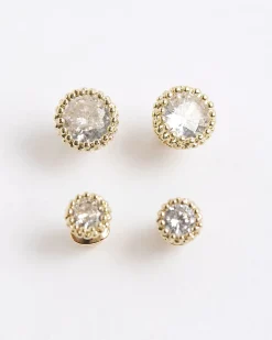 Gold 2 Pack Diamond Simulant Stud Earrings