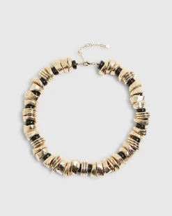 Gold and Black Nugget Necklace