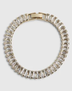 Gold Baguette Diamond Simulant Bracelet