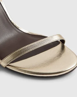 Gold Barely There Heeled Sandals