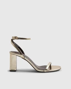 Gold Barely There Heeled Sandals