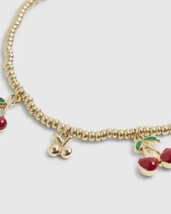 Gold Beaded Cherry Anklet