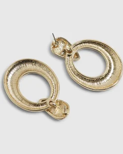 Gold Black Zebra Drop Earrings