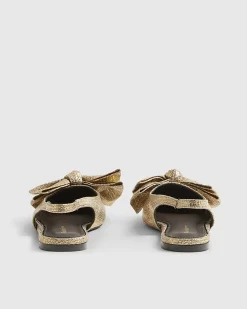 Gold Bow Slingback Pumps