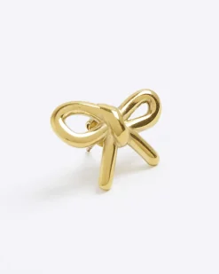 Gold Bow Stud Earrings