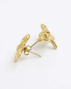 Gold Bow Stud Earrings