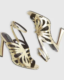 Gold Butterfly Caged Heels