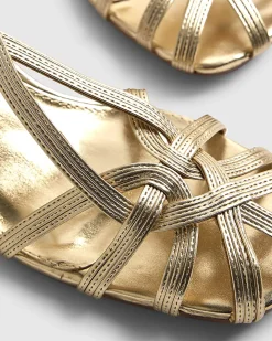 Gold Caged Block Heel Sandals